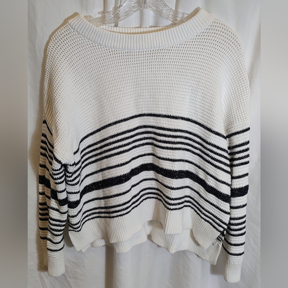 Roxy Black and White Striped Sweater